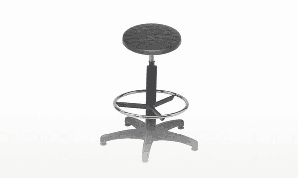 High laboratory stool with height adjustment range from 560 mm to 690 mm